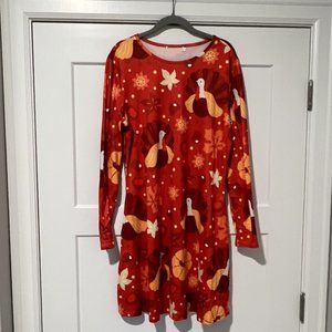 Thanksgiving Women Long Sleeve Dress with Pocket, Large